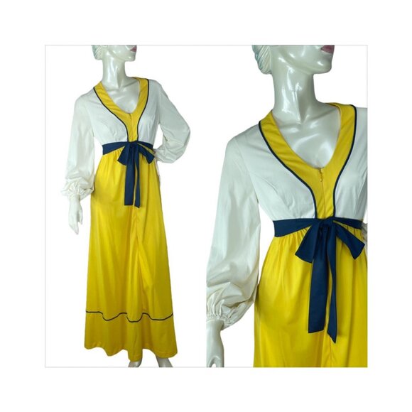 1960s Vanity Fair dress robe zip front color blocked Size S - Picture 1 of 9